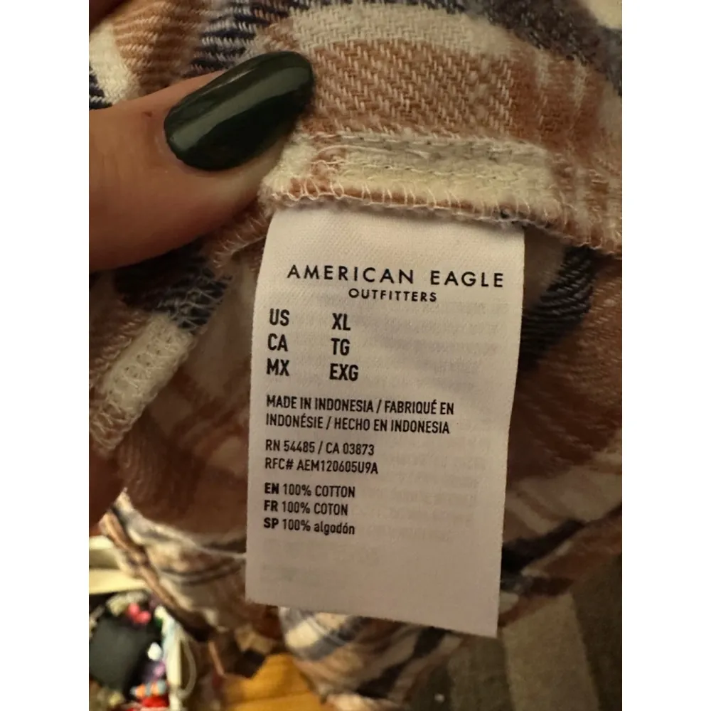 American Eagle Womens Flannel Plaid Long Sleeve Button Shirt Dress - Image 11