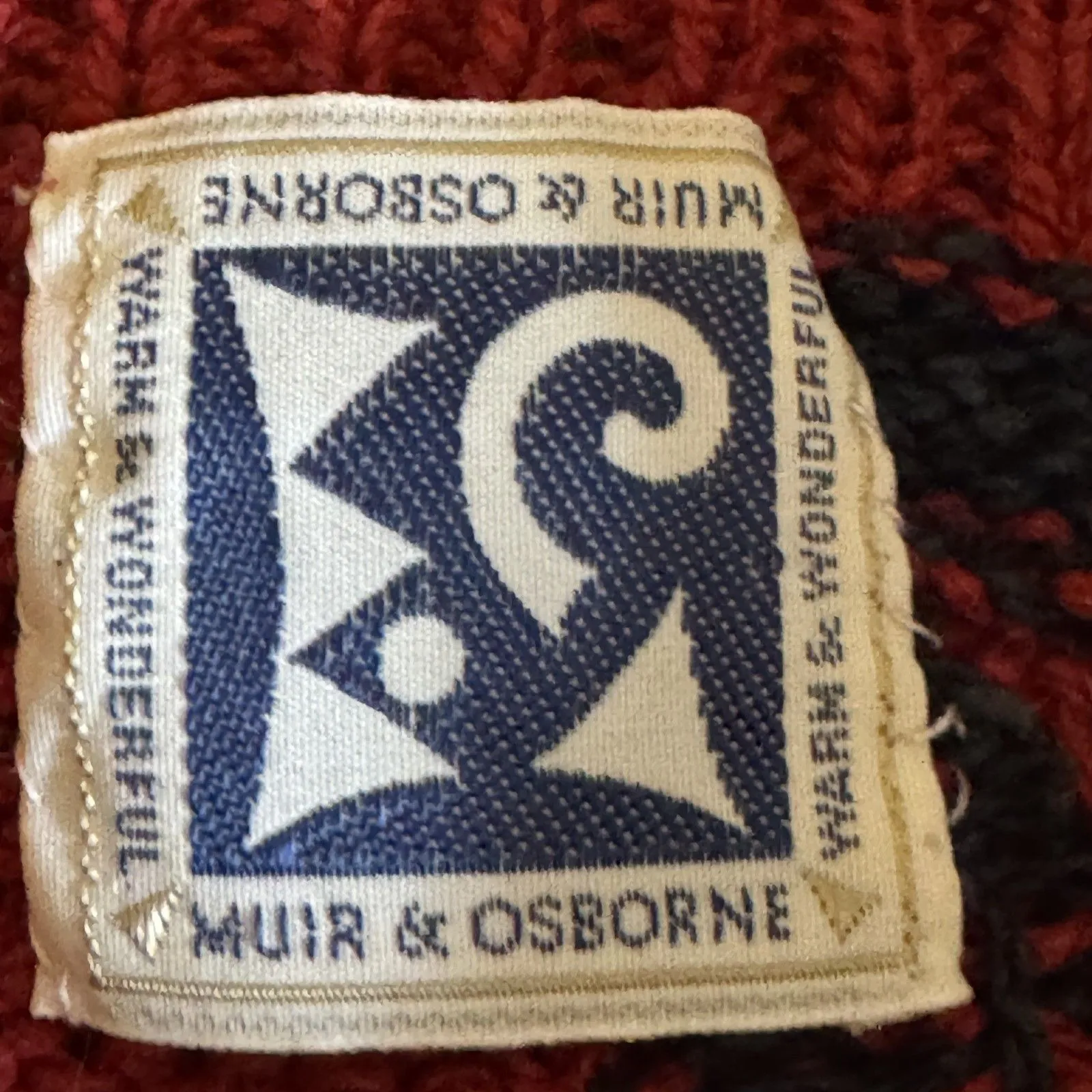 Muir and Osborne Red Sweater Womens Small Hand Knit Cotton Fair Isle Vintage 80s - Image 13