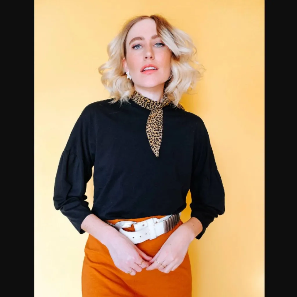 Dazey LA Black Puff Sleeve Long Sleeve Tee S - Image 2