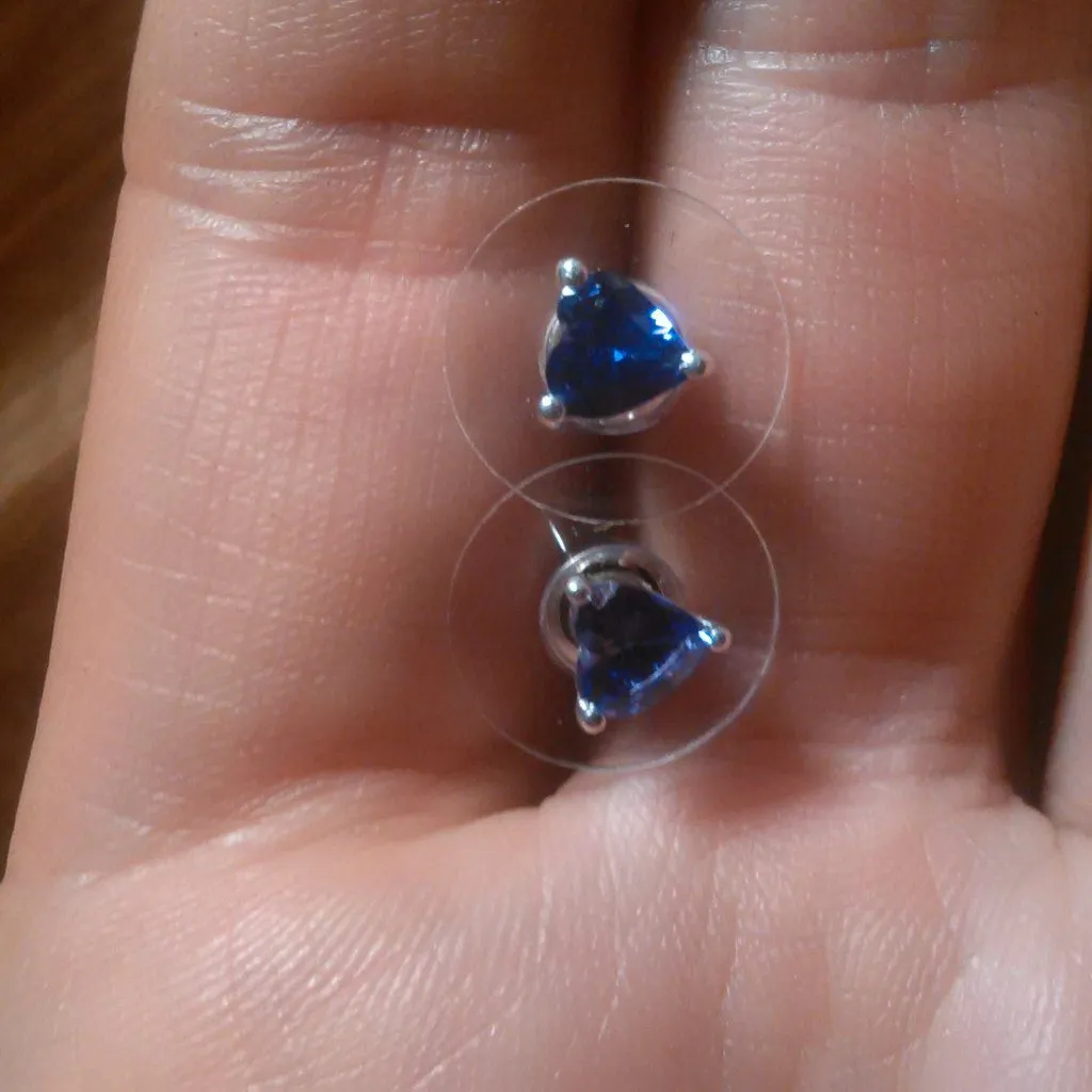 Purple Simulated Diamond Sterling Silver Heart Shaped Stud Earrings - Image 11