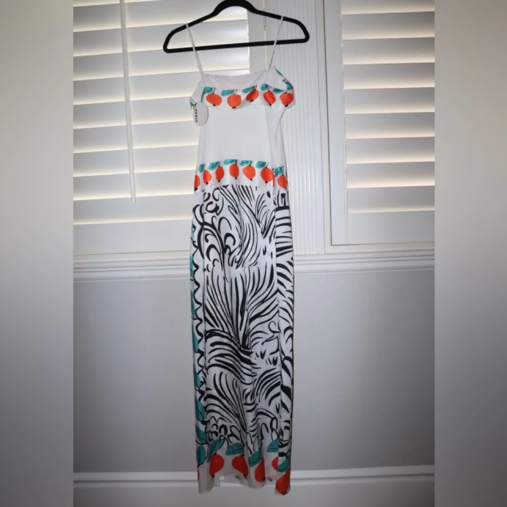NWT STAUD Apricot Zebra Printed Maxi Dress Coverup Size 2 Orange - Image 3