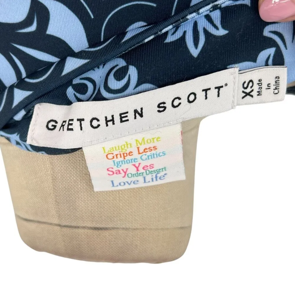 Gretchen Scott Split Neck Dress Mosaic Tile Print Blue Size‎ XS - Image 11