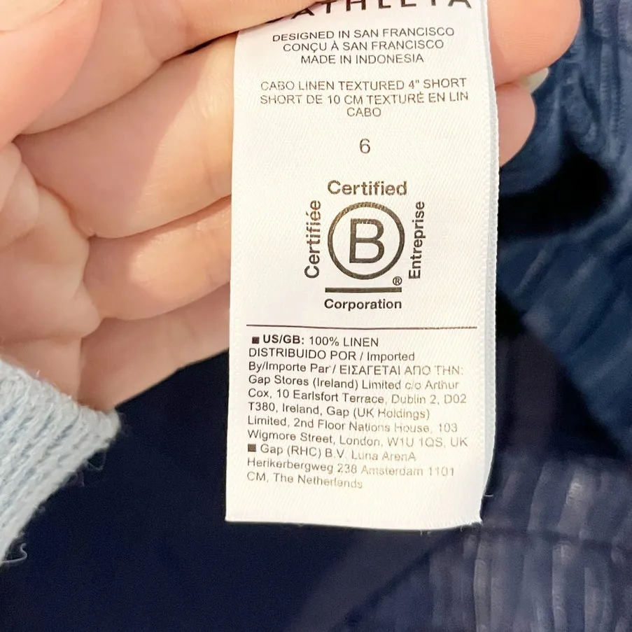 Athleta Cabo Linen Textured Pull On Shorts Blue 6 - Image 4