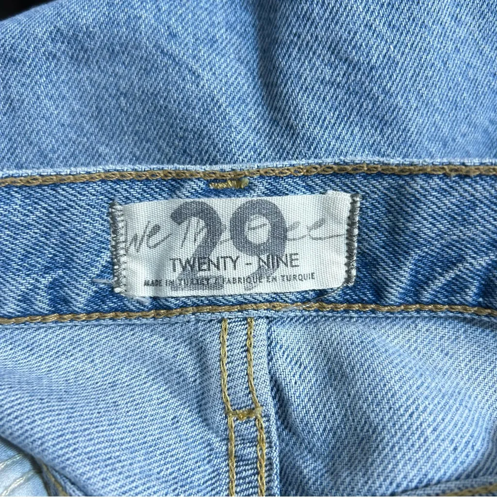 Free People Cut Off Distressed Light Wash Bermuda Denim Shorts Size 29 Festival - Image 3