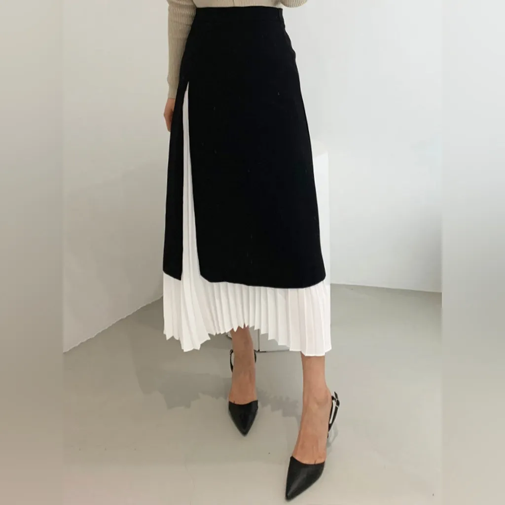 Commense Elegant Two Tone Burgundy Red and Light Pink Pleated Maxi Skirt NWT Size M - Image 4