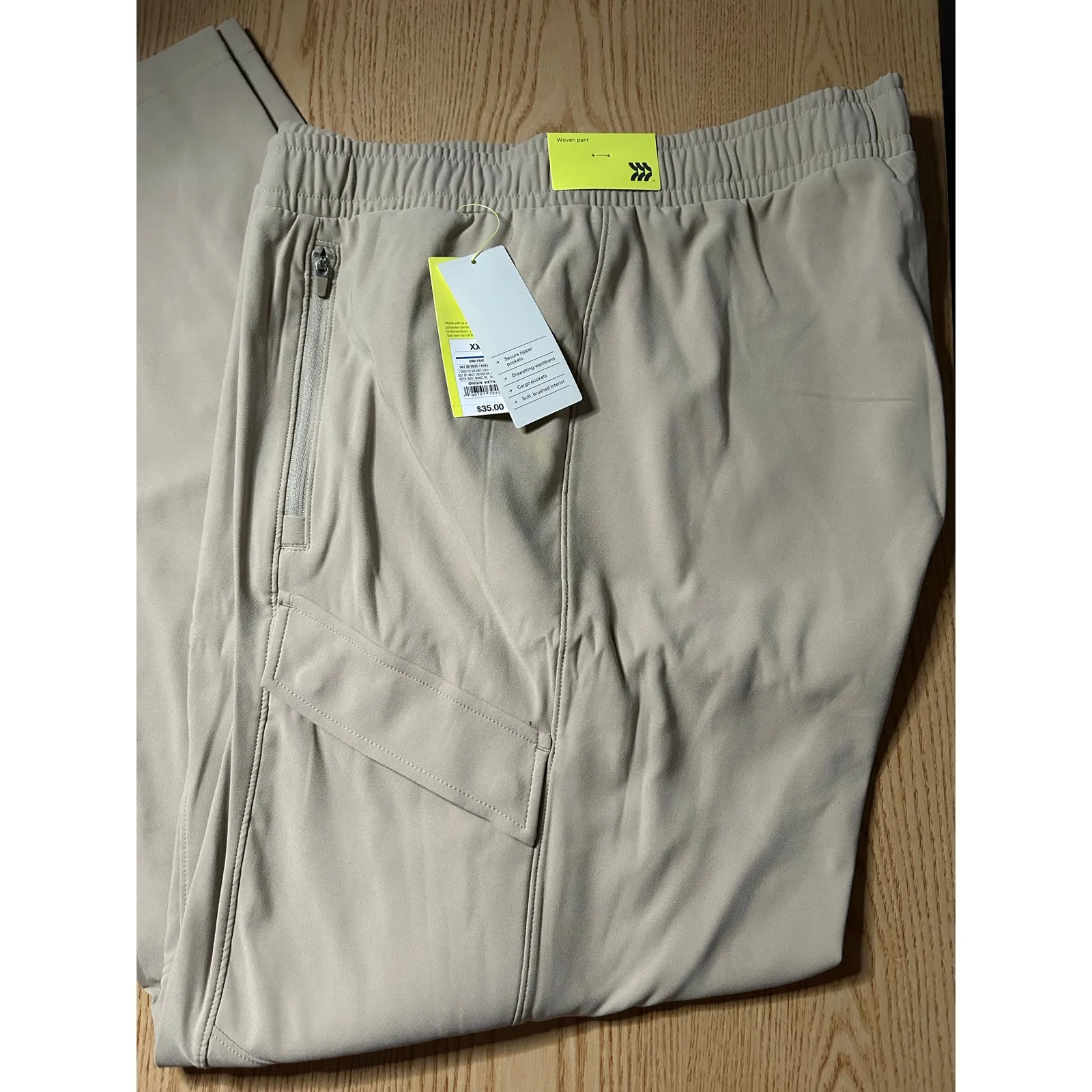 New Women’s All in Motion Athletic Casual Woven Pants Cargo Pockets Khaki XXL - Image 3