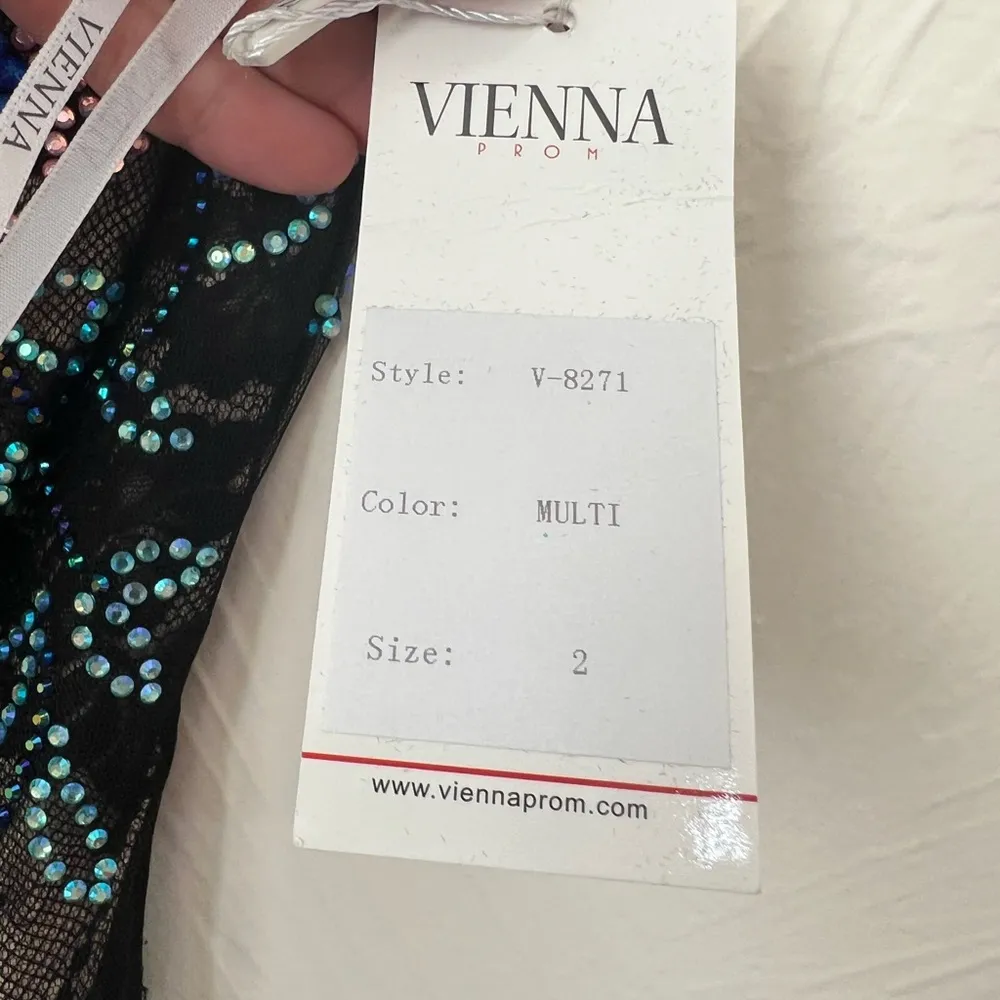 NWT Vienna black rhinestone floral mermaid prom dress size 2 - Image 22