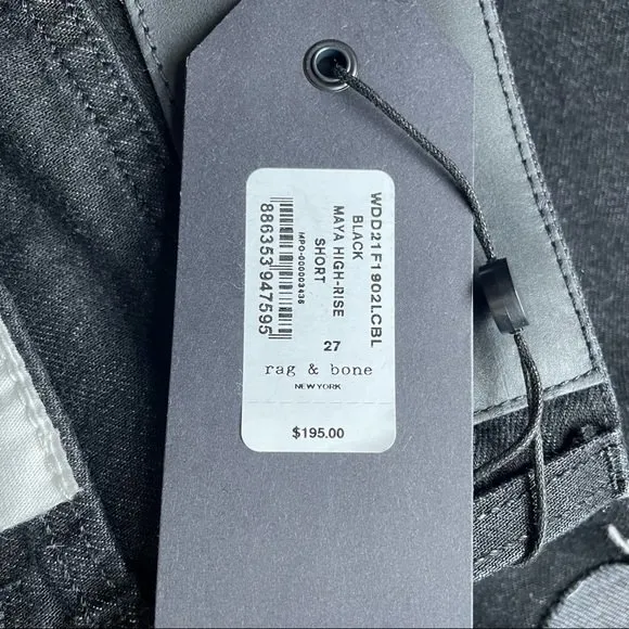 NWT Rag & Bone Maya High Rise Cutoff Jean Shorts Black Wash Denim Size 27 | 4 - Image 9