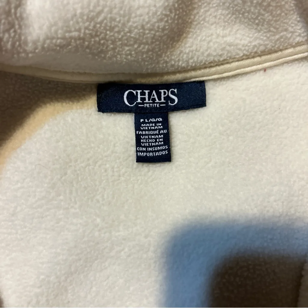 Chaps Womens Fleece Vest Size Large Full Zip Beige Pockets Casual - Image 2