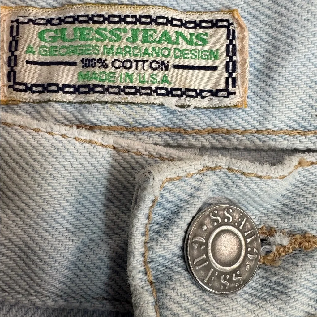 Vintage Guess Jeans White Wash High Rise Tapered Denim 80s 90s Light Wash - Image 3