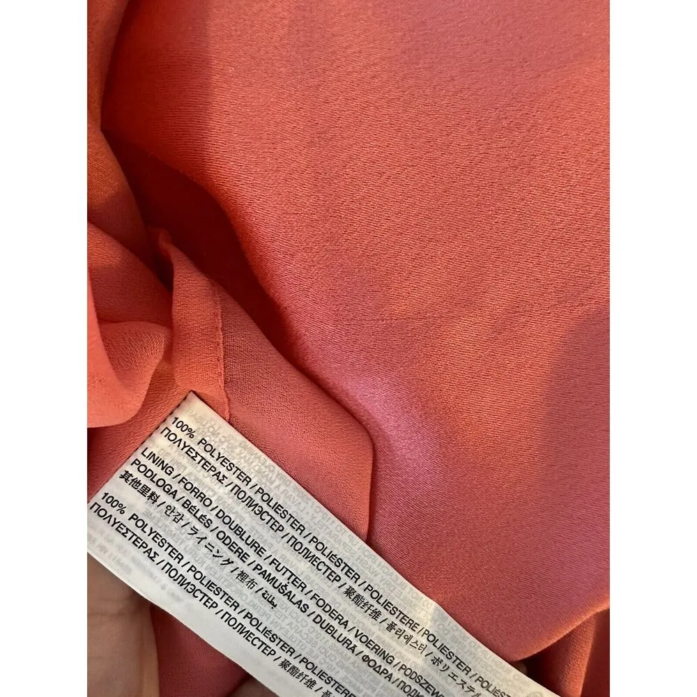 MNG By Mango Dress Women's Coral Halter Sleeveless Satin Lined Size 4 NEW - Image 4