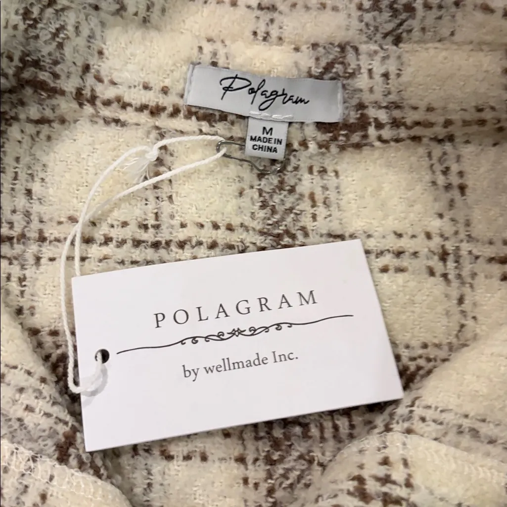 New With Tags Polagram Neutral Plaid Shacket Sz M - Image 7