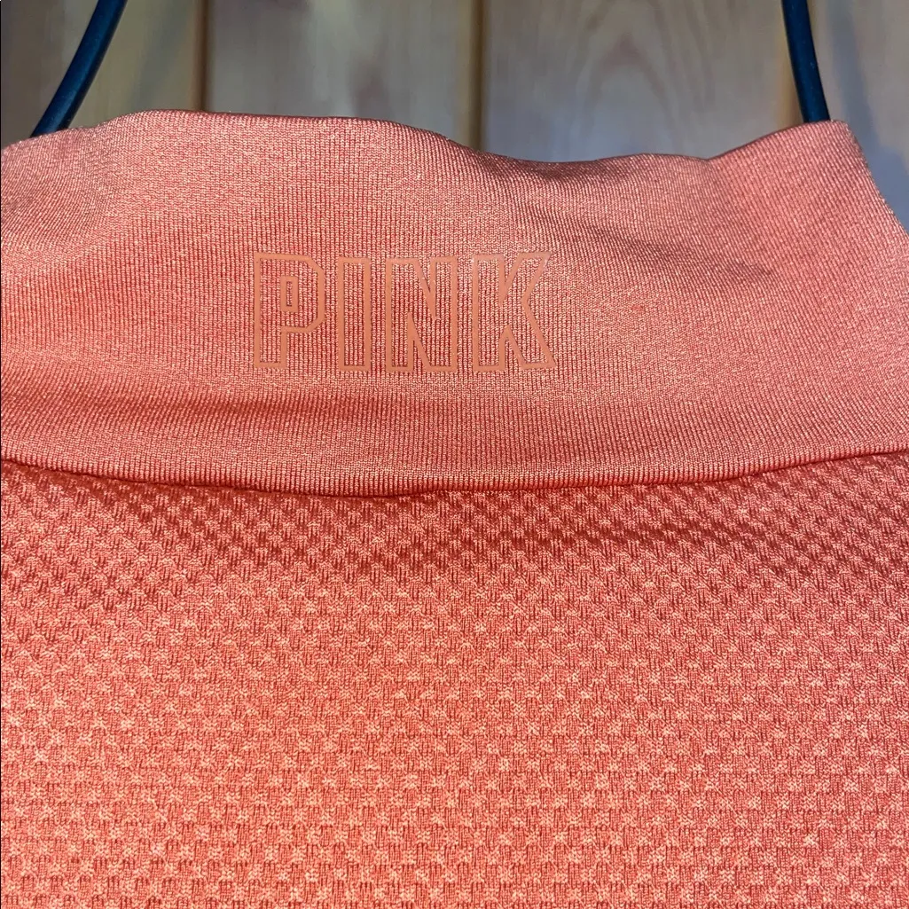 PINK Victoria's secret active wear size XL cropped quarter zip top burnt orange - Image 5
