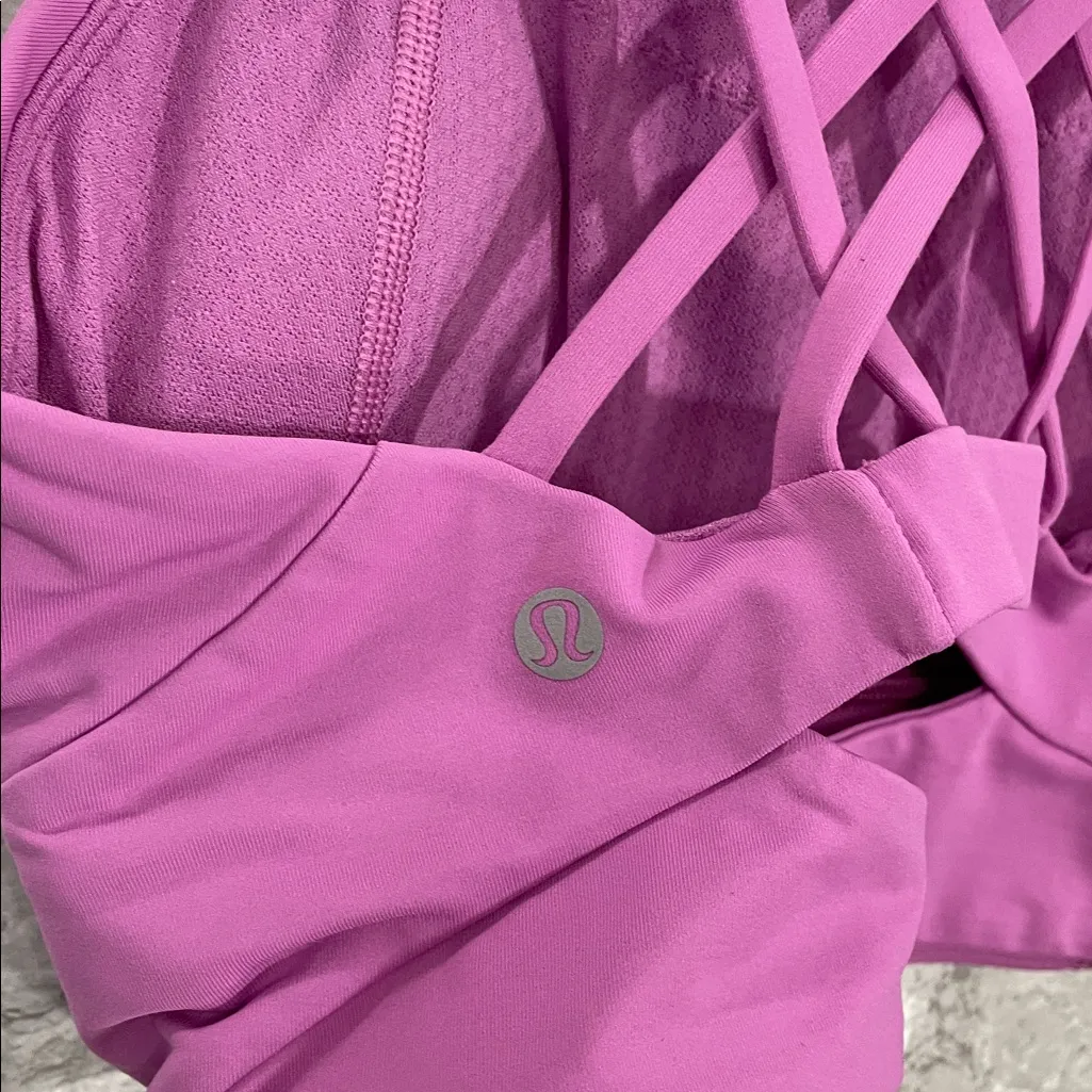 Lululemon Free To Be Serene Bra High Neck Long Line in Magenta Glow - Image 6