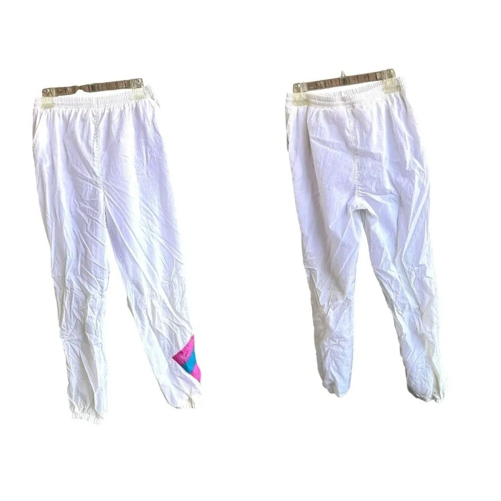 Vintage 70s Sweatpants Ladies Medium Track Pants Jogging Workout Elastic… White Size undefined - Image 2