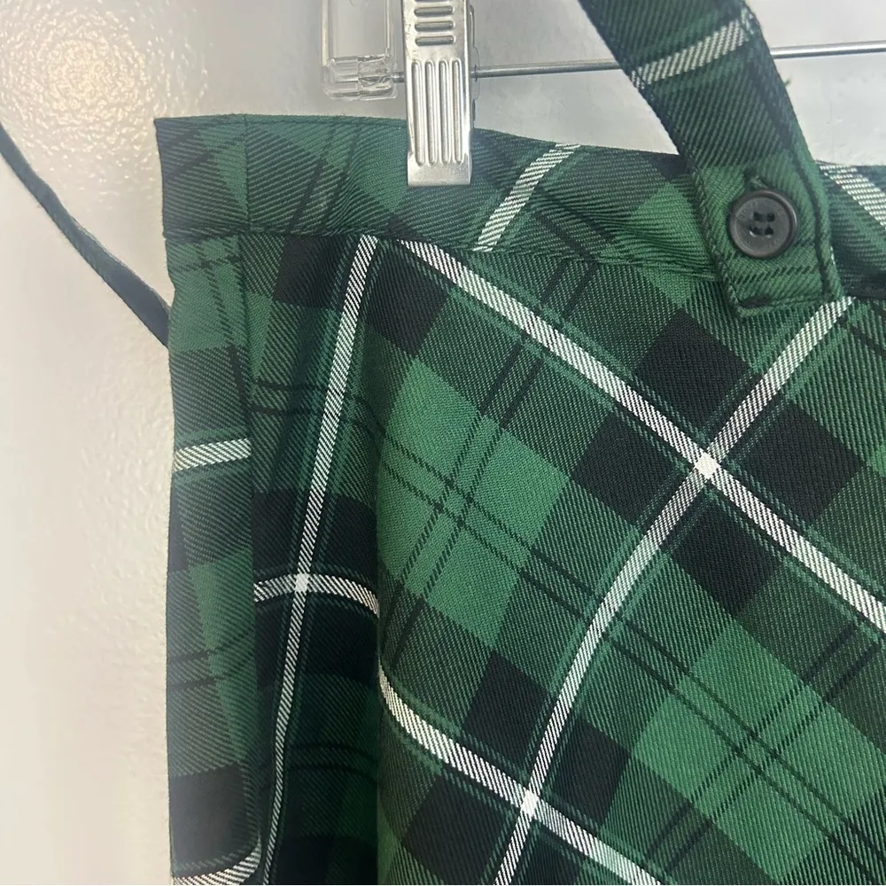 NWT Royal Bones Green Plaid Mini Skirt w/ Suspenders Hot Topic Size XL - Image 4