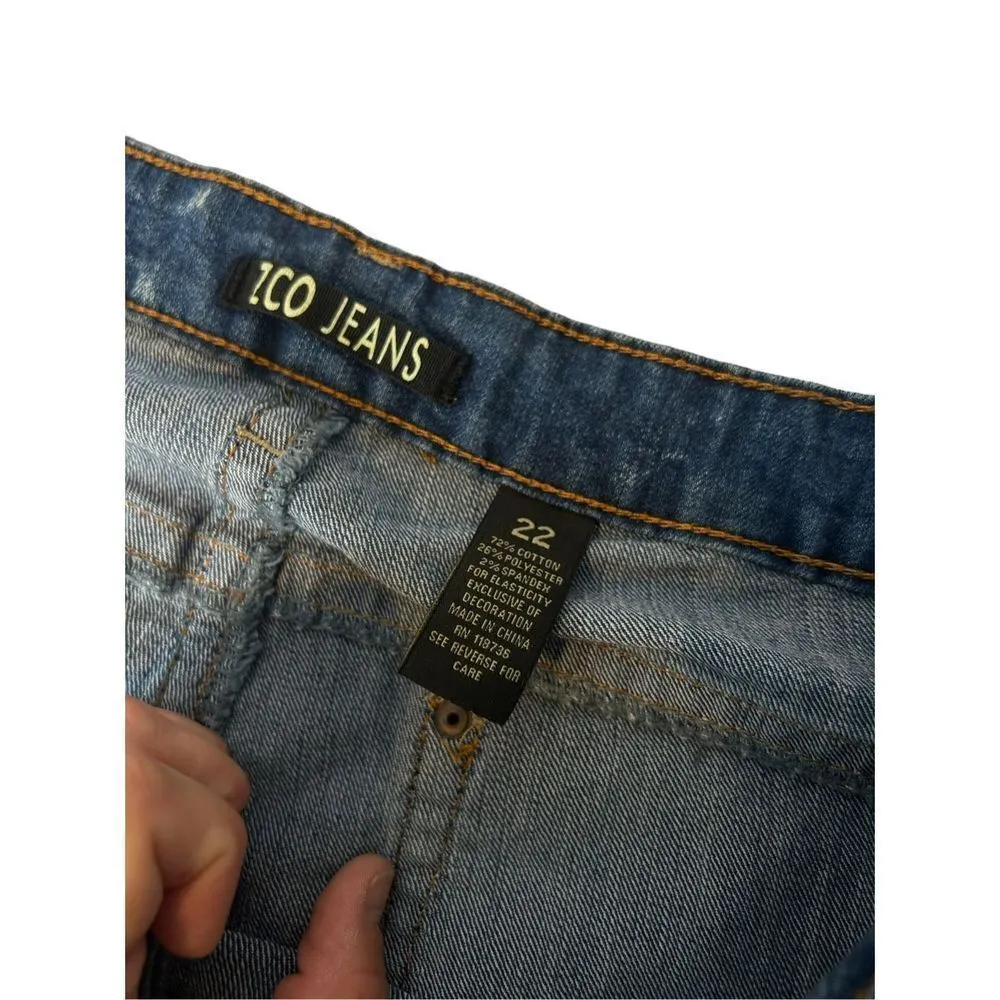 ZCO distressed jeans size 22 blue with patch stretch denim - Image 6