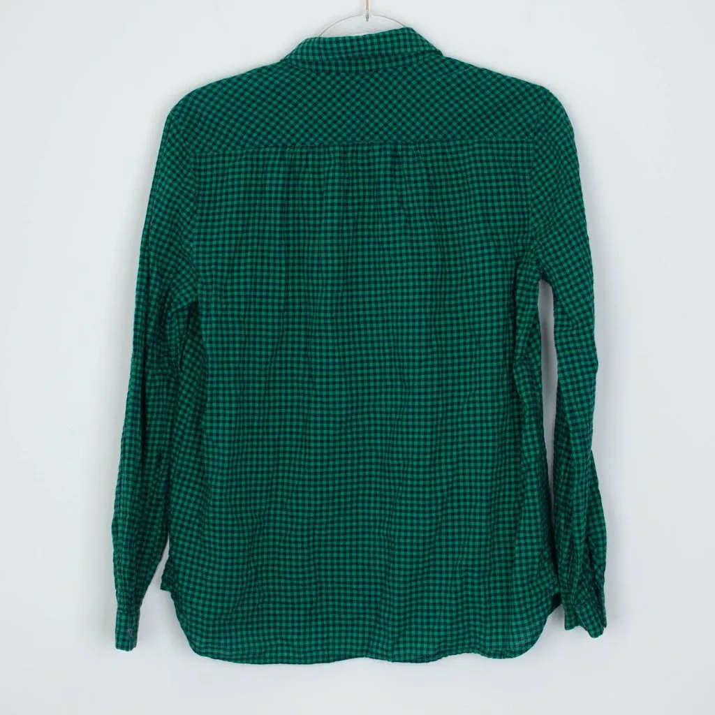 J. Crew Womens Plaid Gingham Button Shirt Size‎ 8 Green Long Sleeve Preppy Work - Image 9