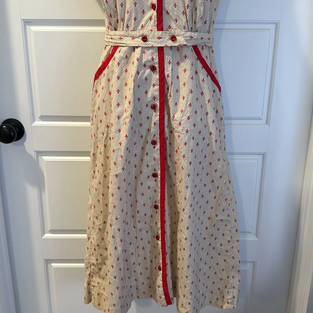 Vintage 50’s Wayne Maid Fluer de lis dress small Red - Image 3