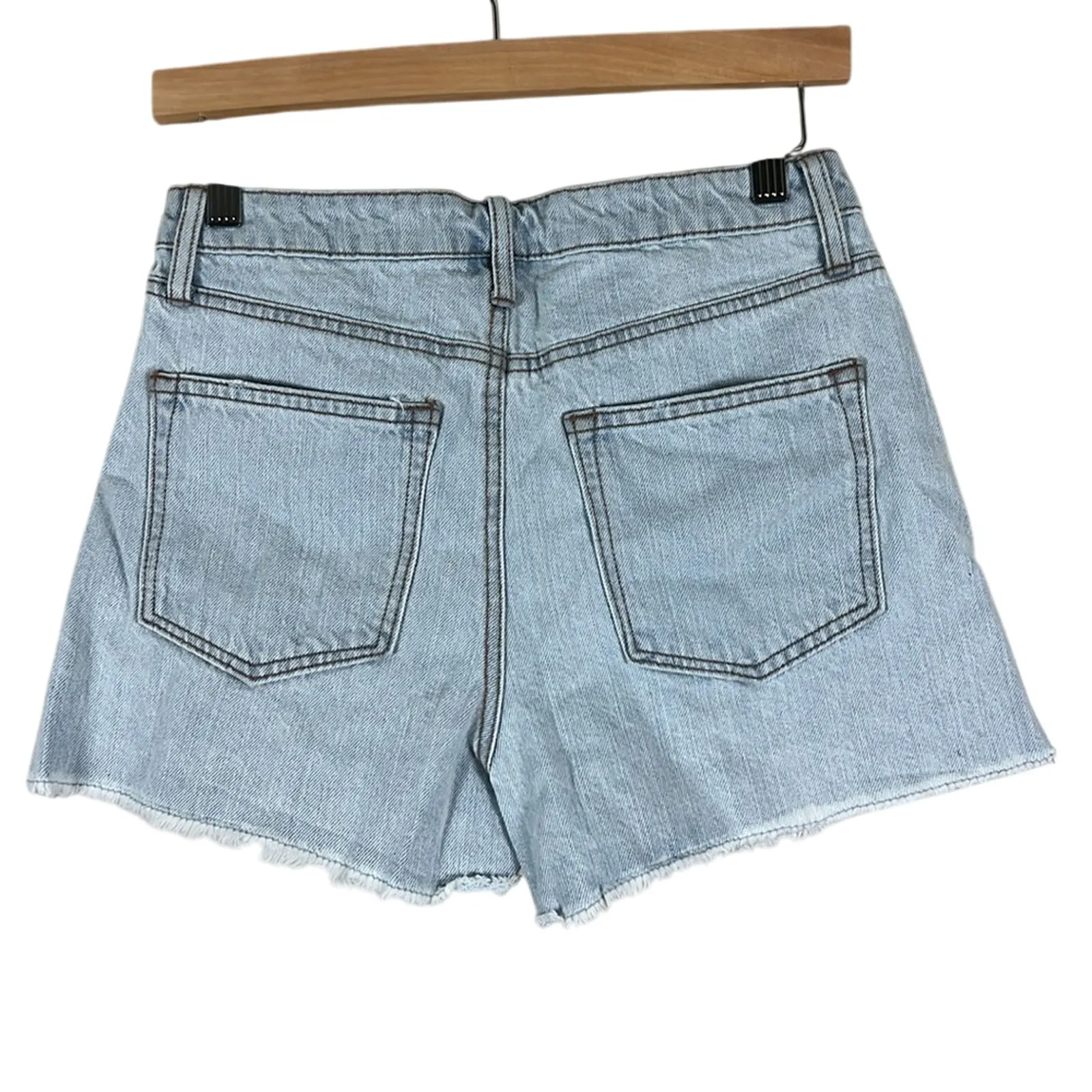 Vanilla Star Jean Shorts Womens 5 Light Wash Denim Distressed Frayed Hem Rigid - Image 5