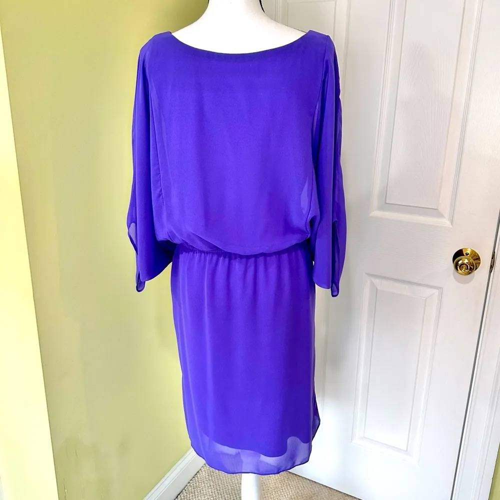 Purple Midi Dress with Beaded Neckline Size 14 - Image 6