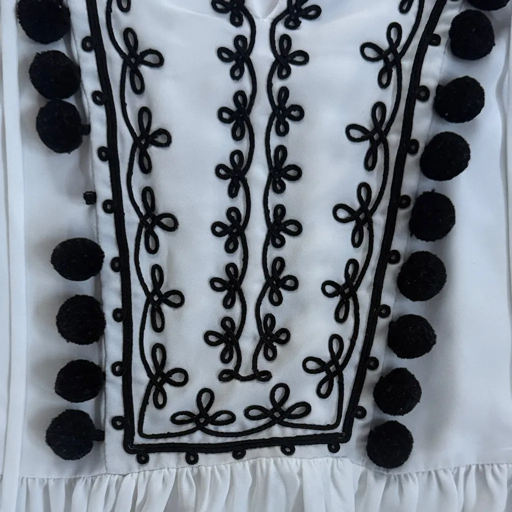 Kate Spade White Top with Black Embroidery - Image 3