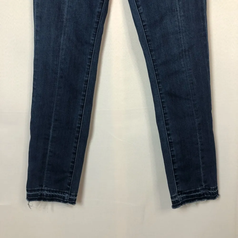 Articles of Society Rene Dark Wash High Rise Raw Hem Line Front Skinny Jeans 27 - Image 4