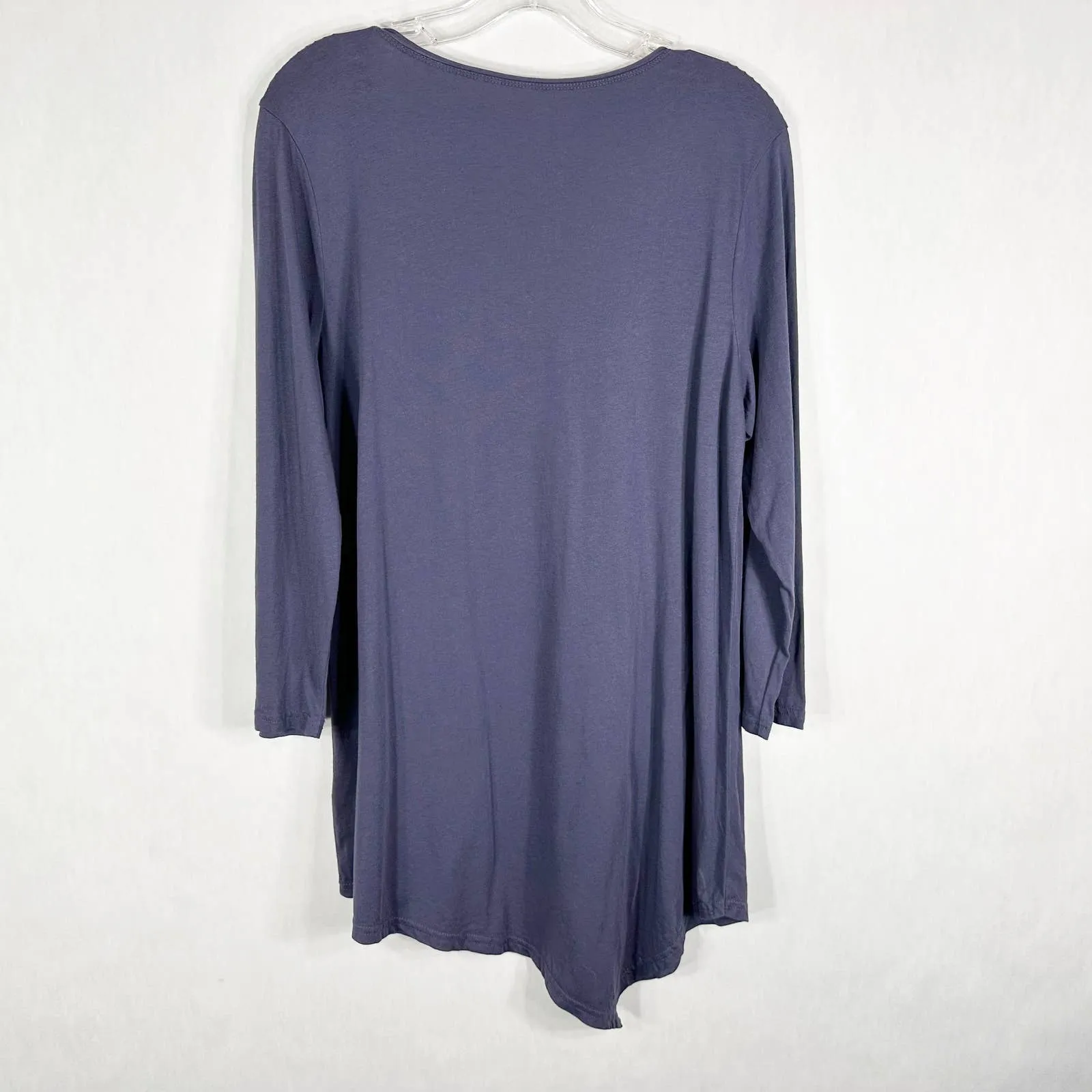 Garnet Hill Large Top Blue Embroidered Floral Pink Tunic‎ Handkerchief Hem 1550 - Image 2