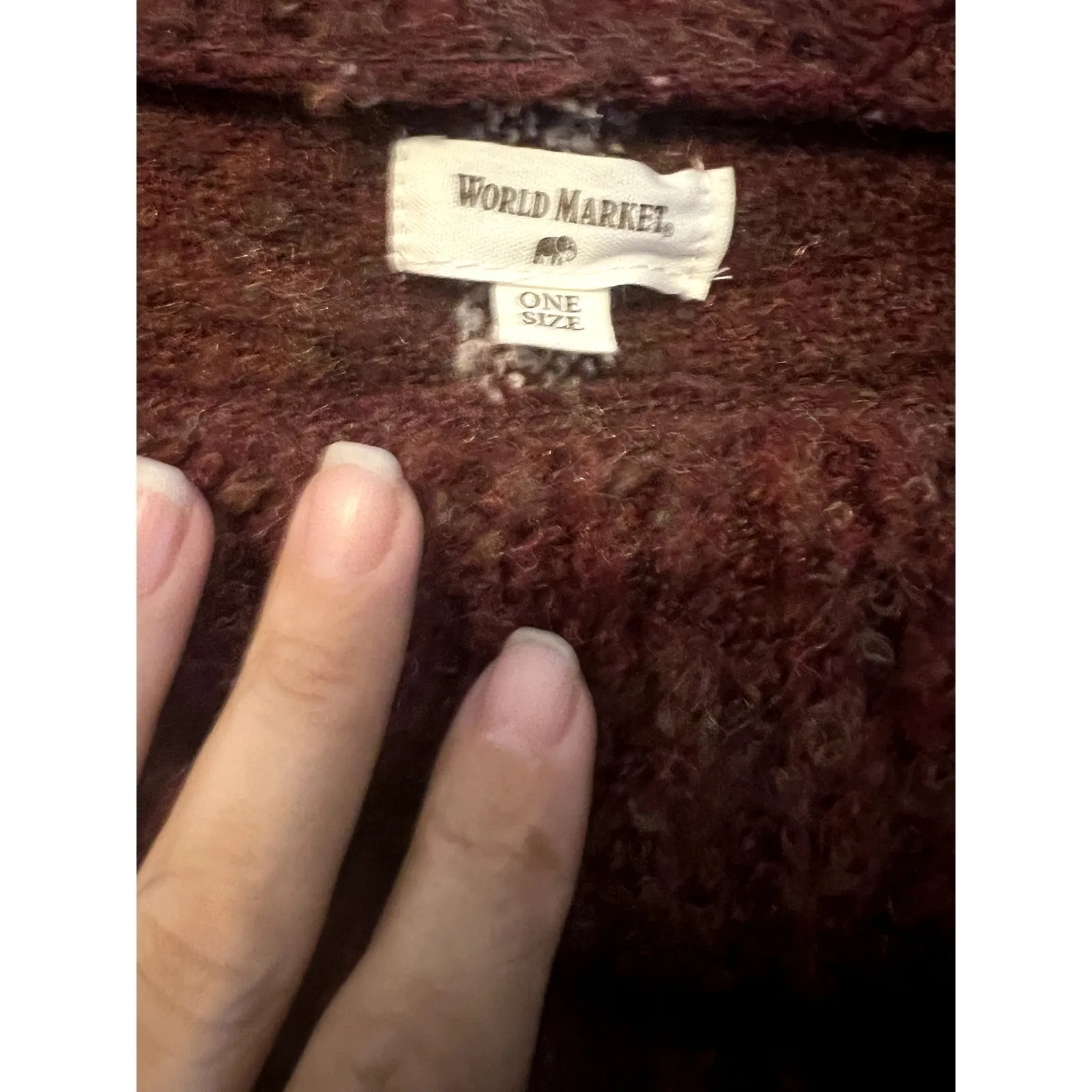 World Market Poncho fringe Cowl Neck Rust Orange Fall One size Geometric women - Image 2