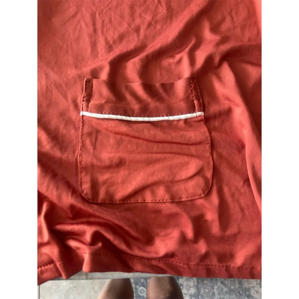 Women's Satin Pajama Set XL Rust Short Sleeve Button Down Top & Shorts Brown - Image 5