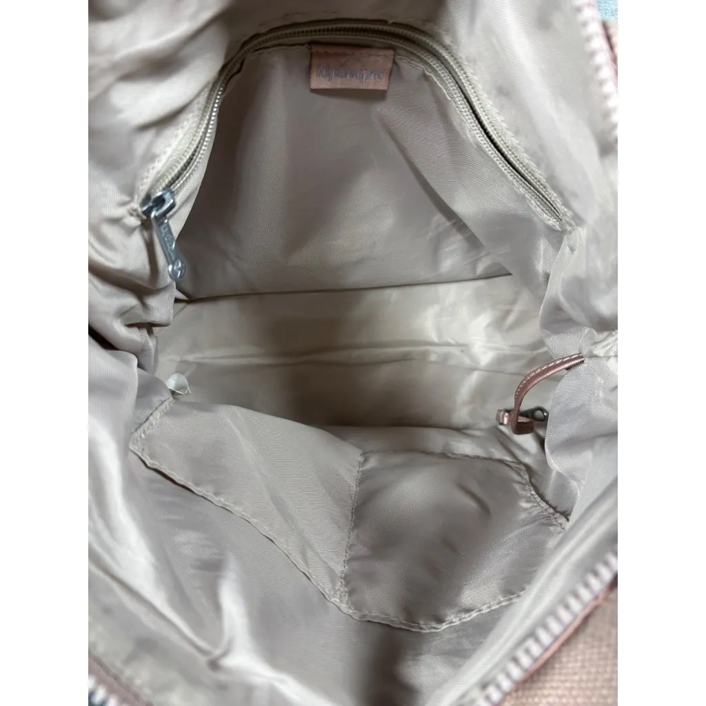 Kipling Shoulder Bag Satchel Monkey Keychain Pearlescent Pink Rose Gold - Image 6