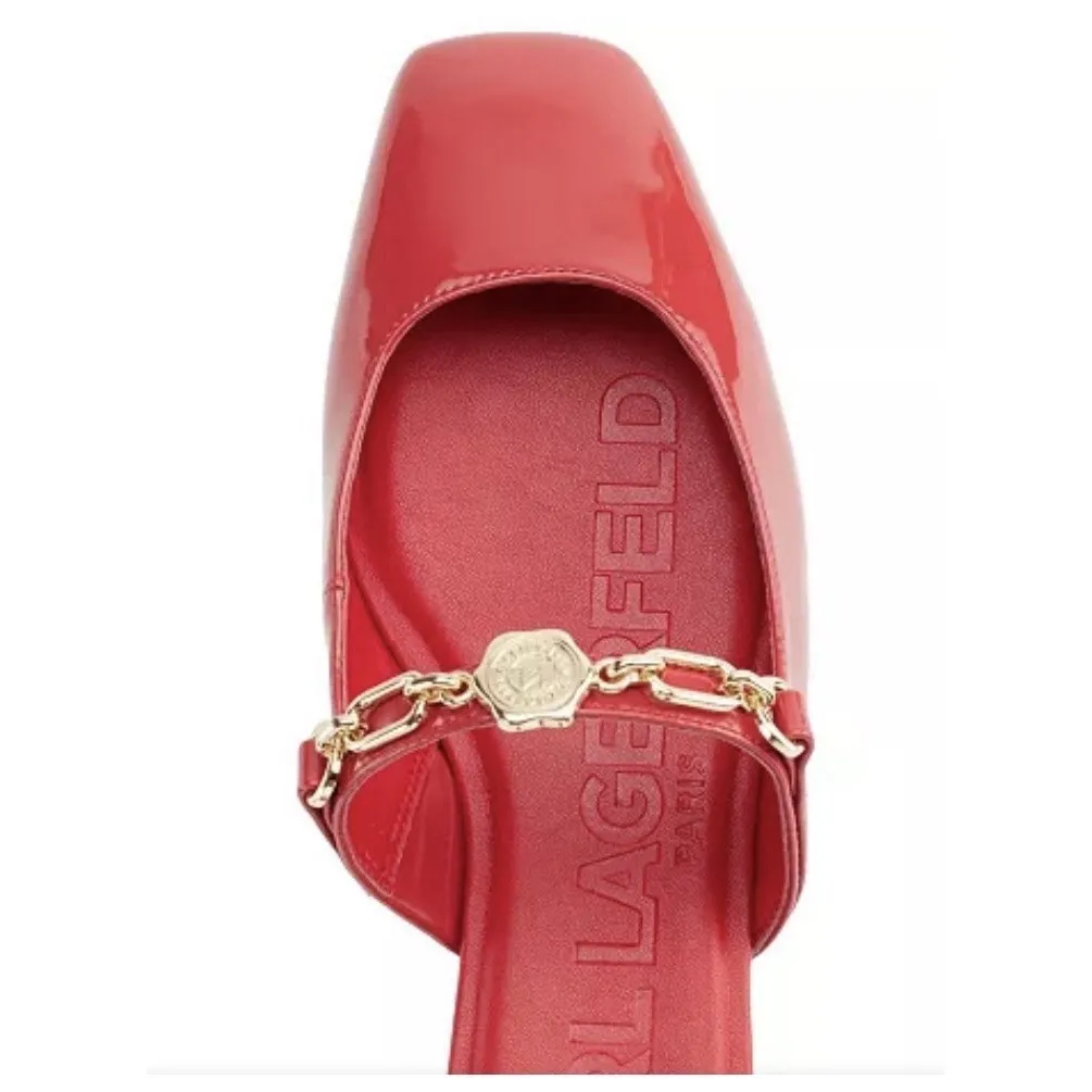 NWB KARL LAGERFELD PARIS Women's Zilla Square Toe Mule Flats Red Size 7 - Image 3