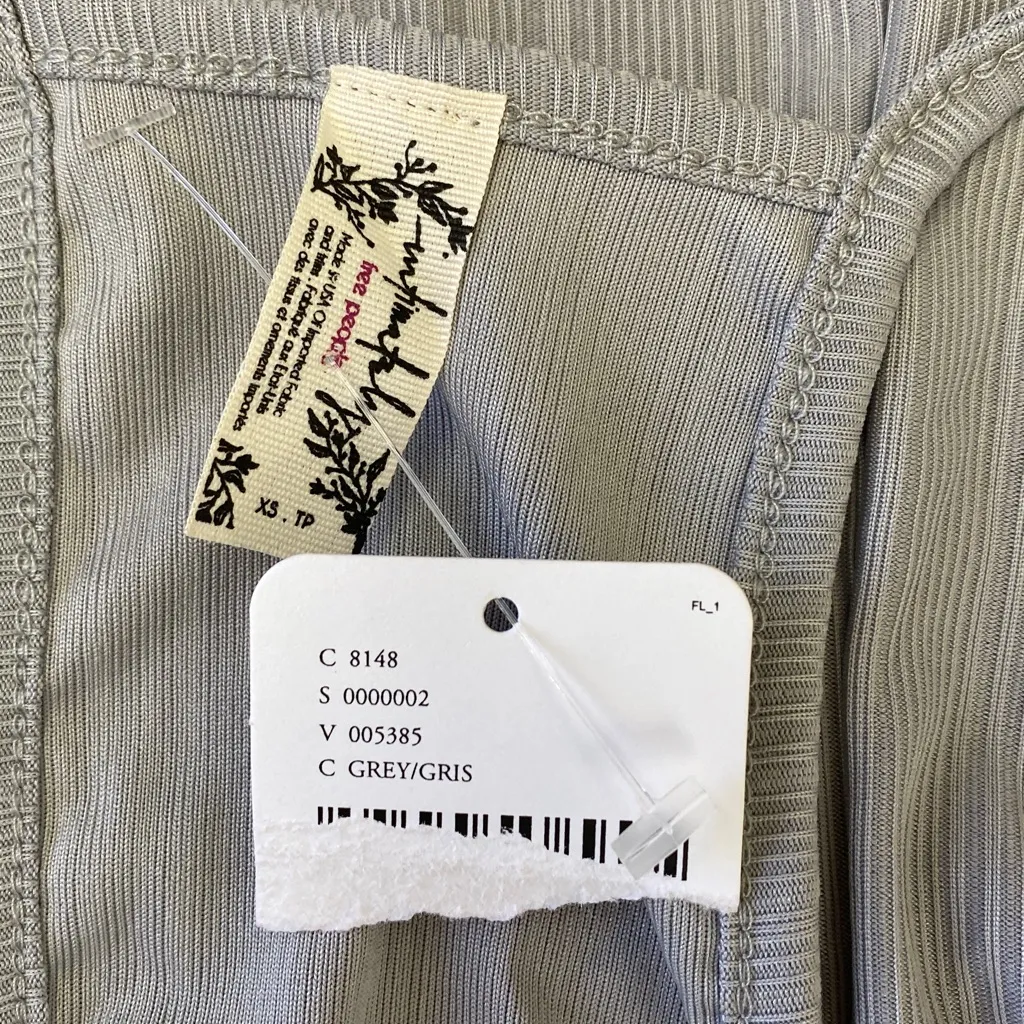 Free People Intimately Gray Ribbed Racerback Tank Top NEW XS - Image 5