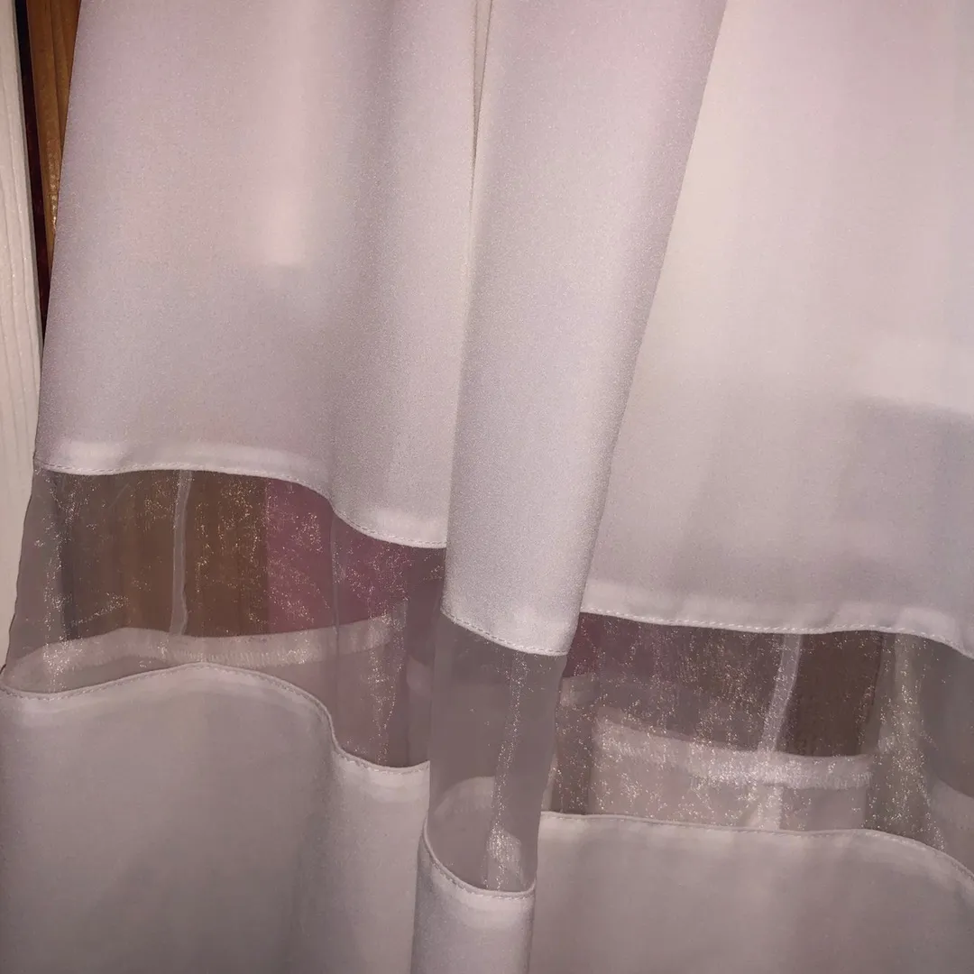 White Midi Skirt with Mesh Panel - Image 6