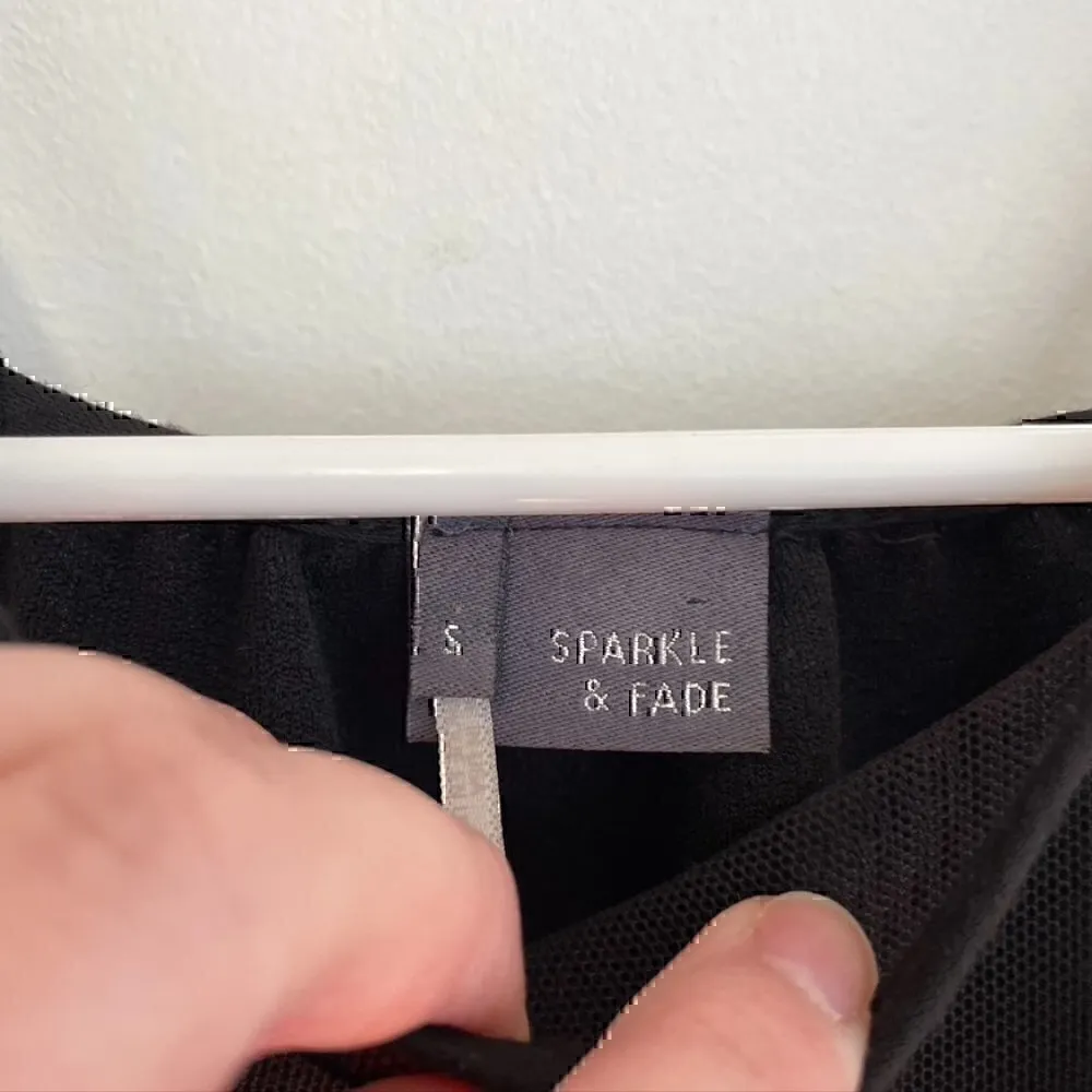 SPARKLE FADE URBAN OUTFITTERS UO Mesh Panel High Neck Skater Dress Black Mini S - Image 4