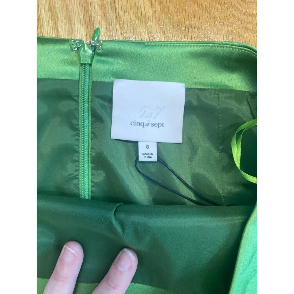 5a7 Cinq a Sept Mini Straight Skirts Women's 8 Green Hidden Zip B78 - Image 3