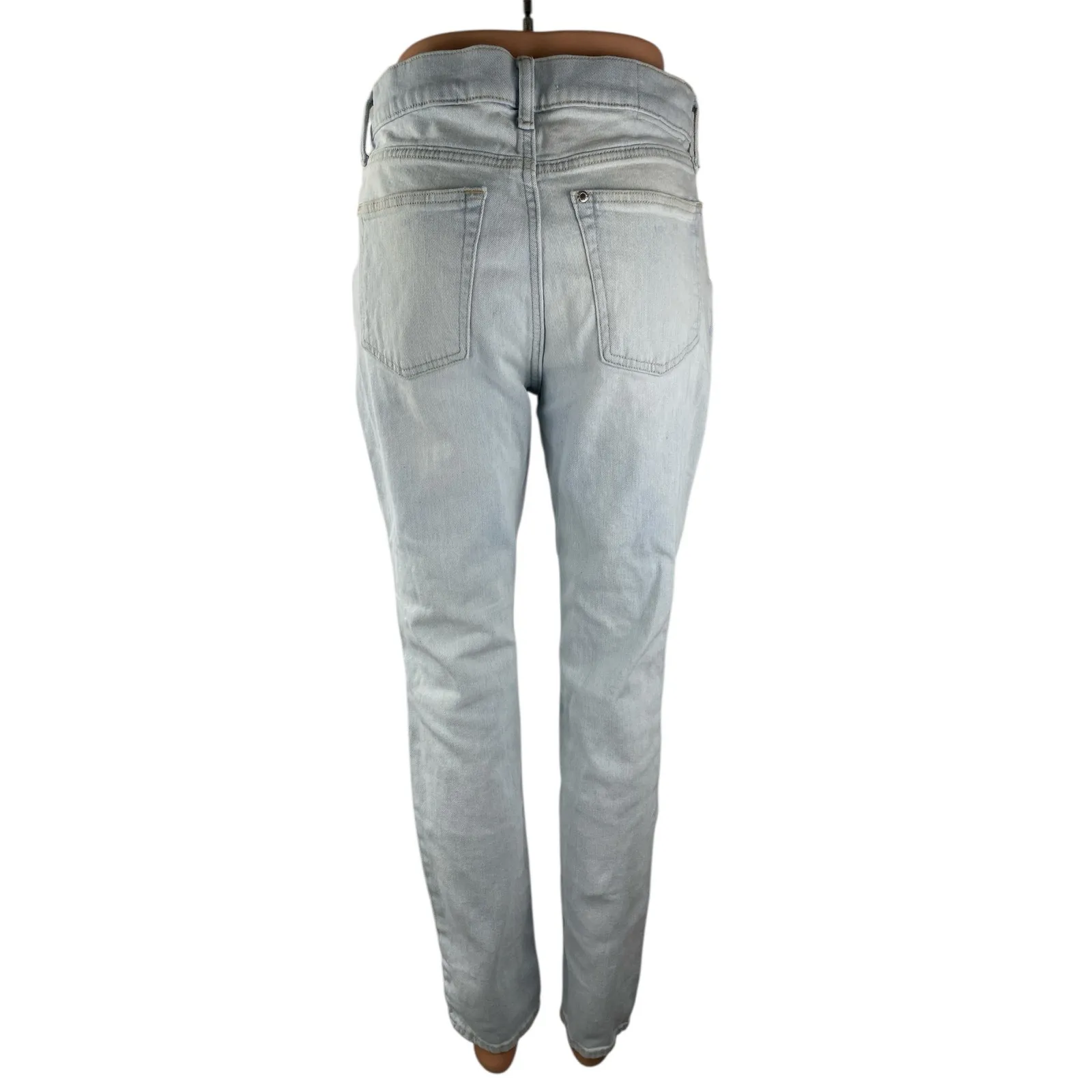 H&M Women's White Distressed Ripped High Rise Skinny Denim Jeans Pants Sz 30/32 - Image 2