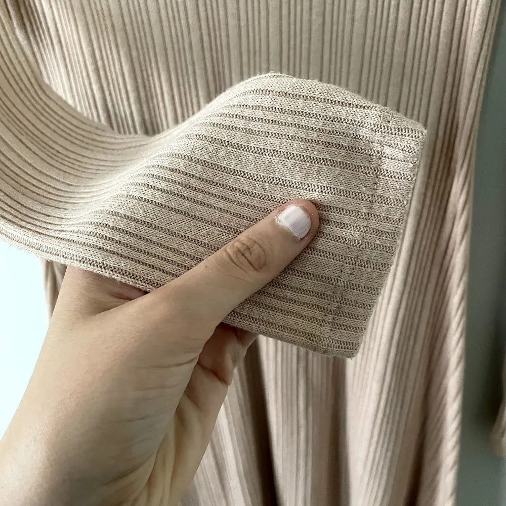 Forever 21 tan blush pink long sleeved sweater dress casual comfortable warm - Image 3