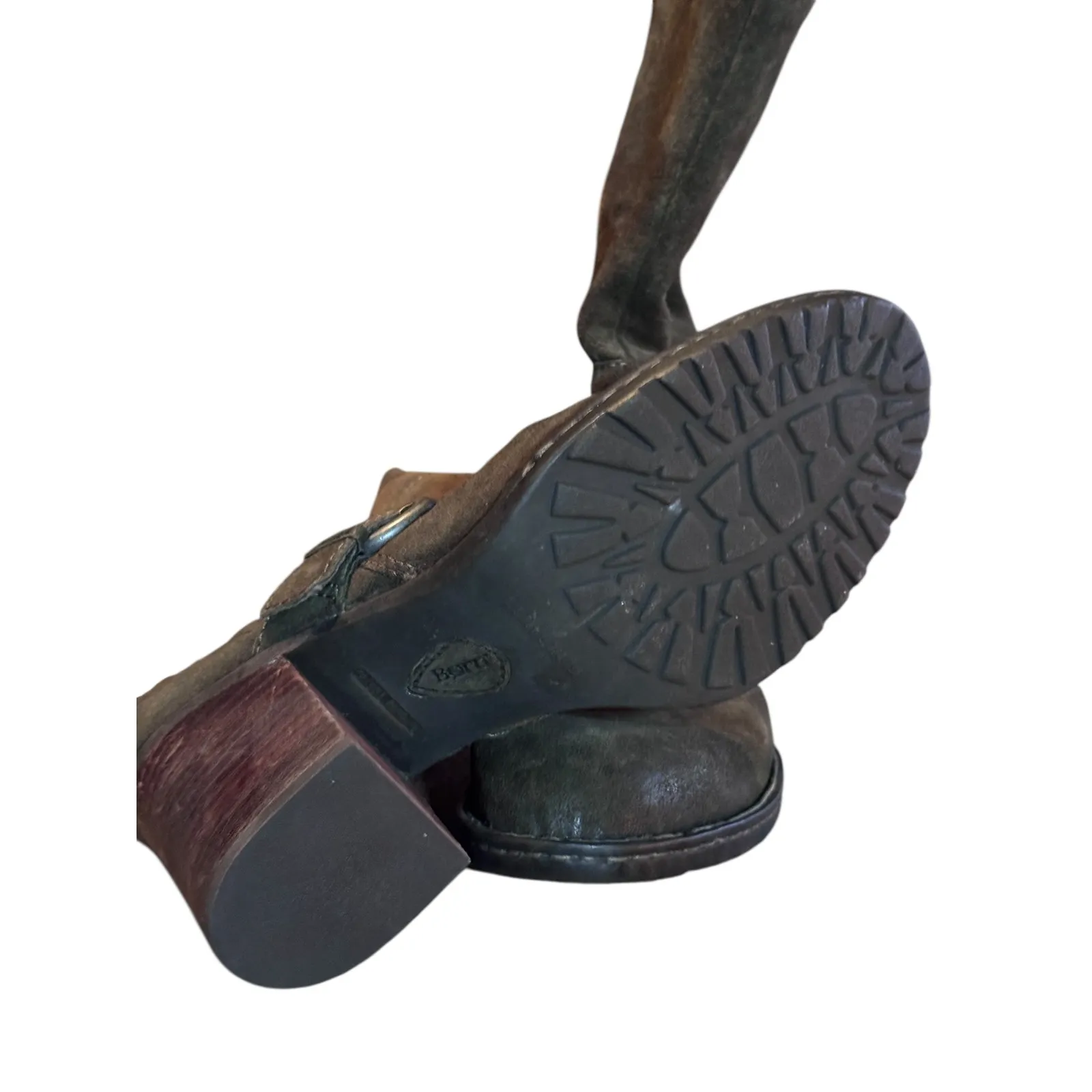 Born Suede Buckle Zip Moto Booties Ankle Boots Dark Brown Women's Size 9.5 - Image 4