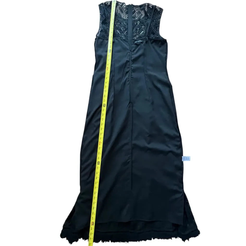 Womens Black Midi Dress 4 Small Cocktail Boho Lace Beaded Formal Nanette Lepore - Image 12