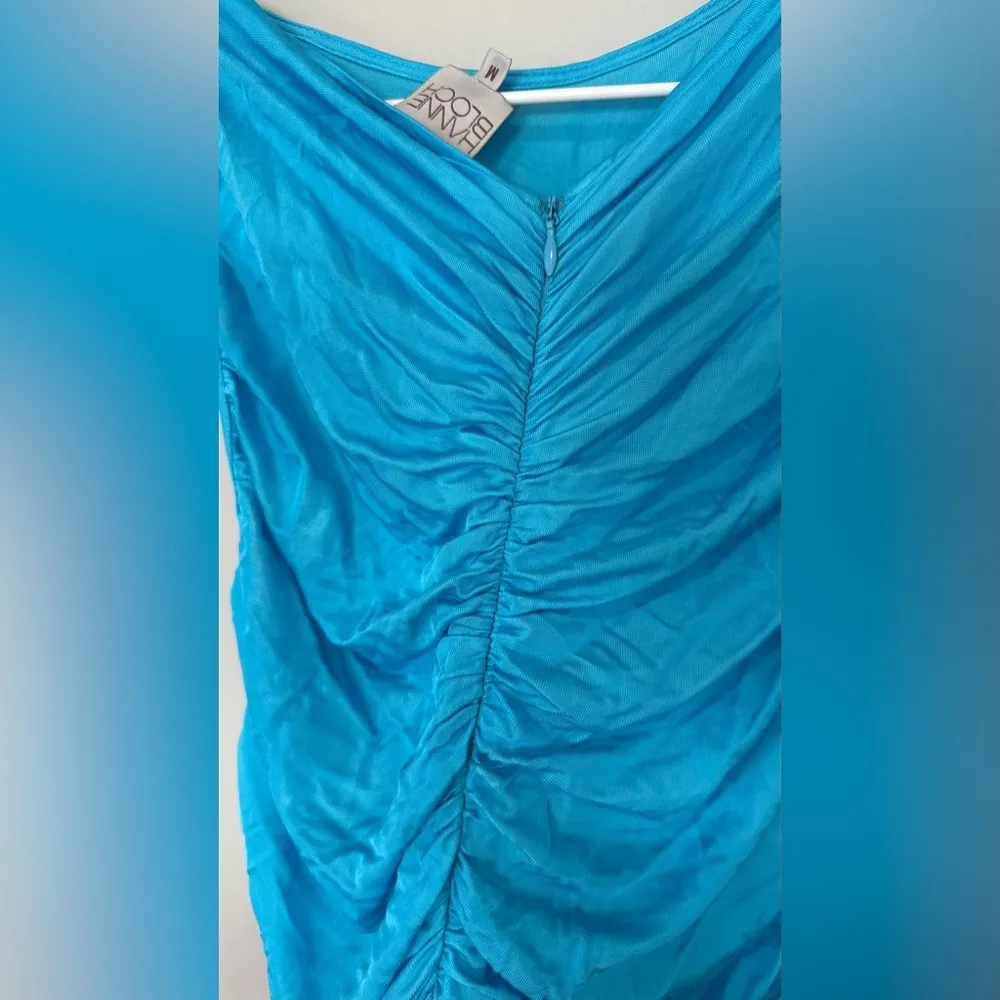 HANNE BLOCH BRIGH BLUE SMOCK RUSHED MISI DRESS SIZE MEDIUM 1751 - Image 9