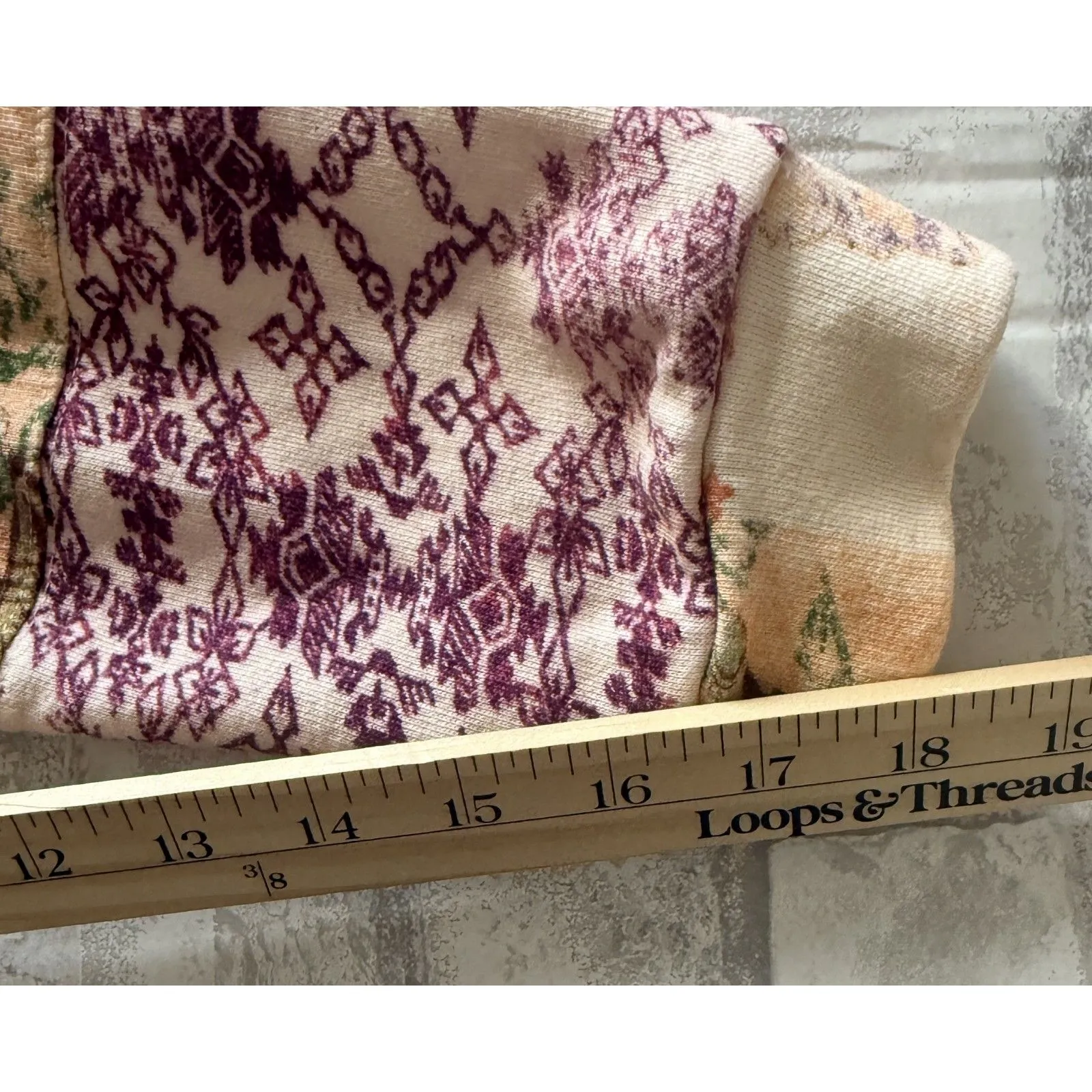 Anthropologie Pilcro Purple Floral Patchwork Notched V Neck Pullover Sweater M - Image 10