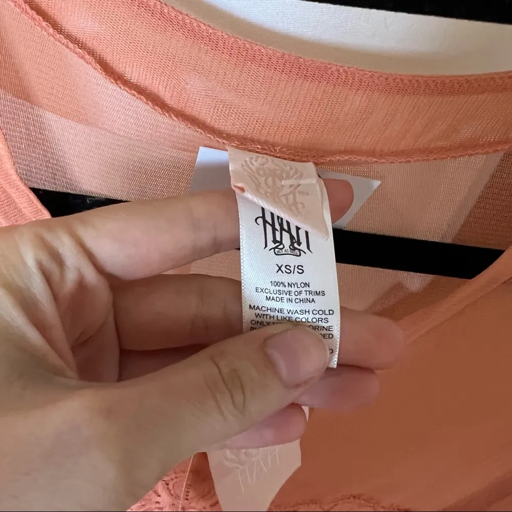 HAH Hot as hell maxi lace coral dress long sleeve size XS S C3 Orange - Image 7