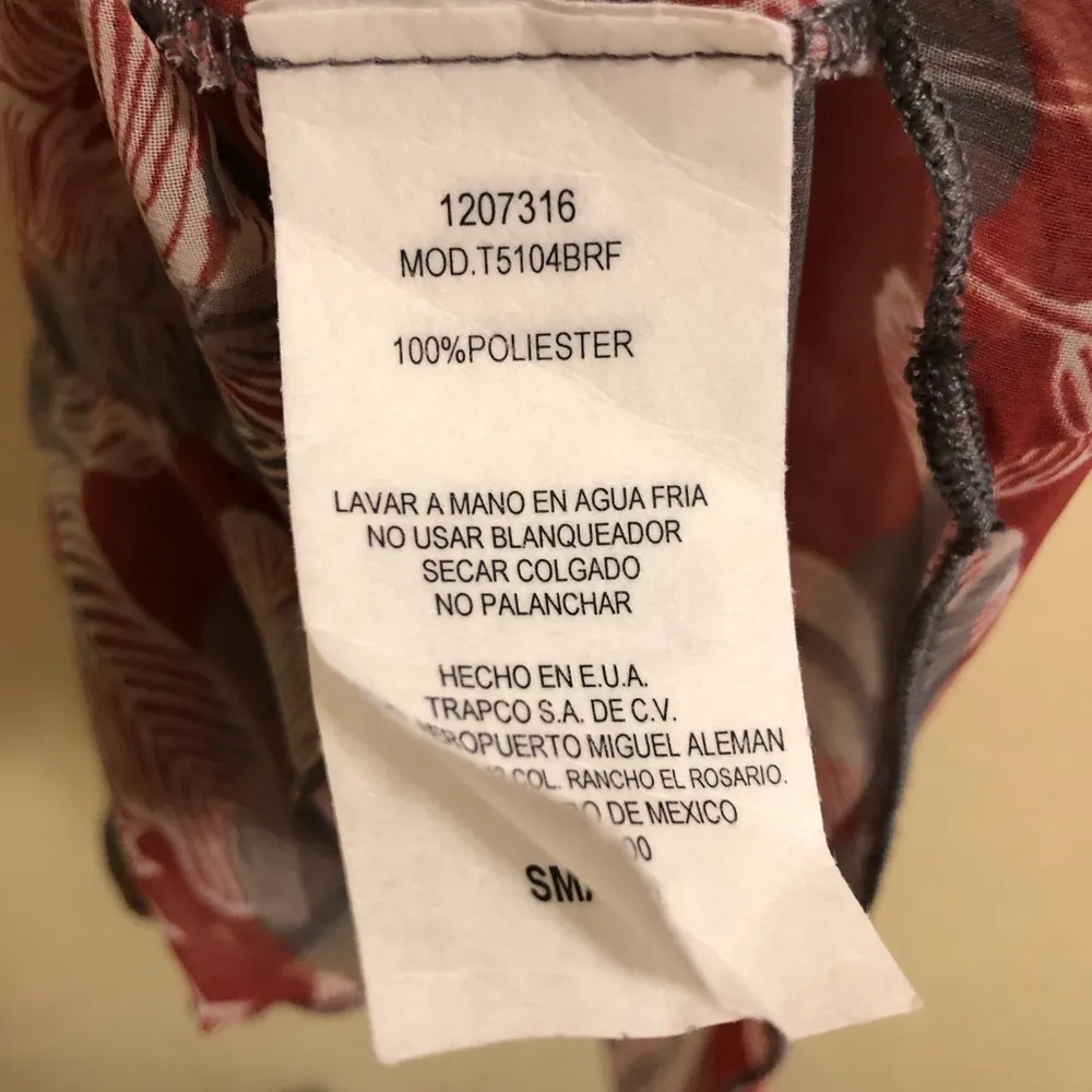 Shasa Leaf Print Sheer Sleeveless Top S - Image 8