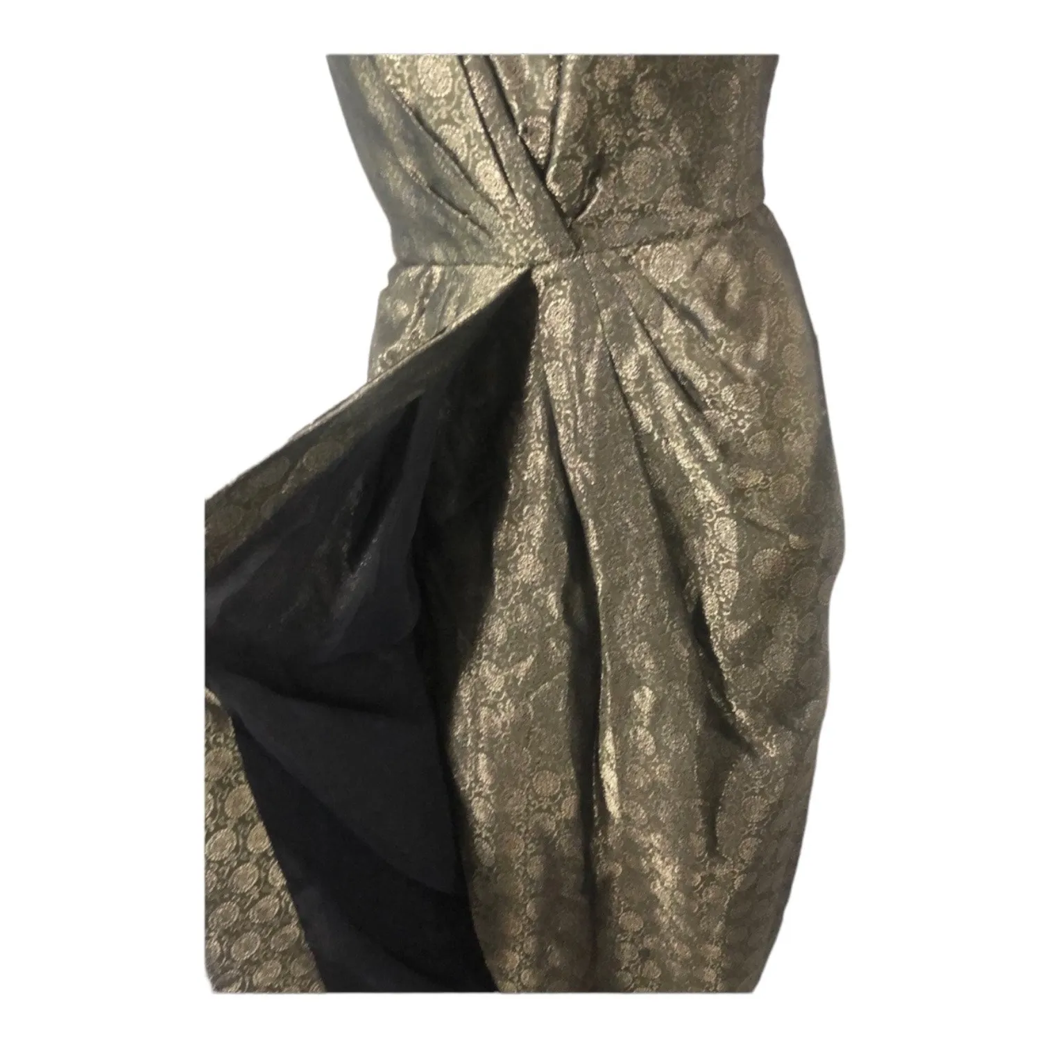 1980’s Carolyne Roehm strapless Metallic Brocade Strapless Gown formal dress XXS - Image 8