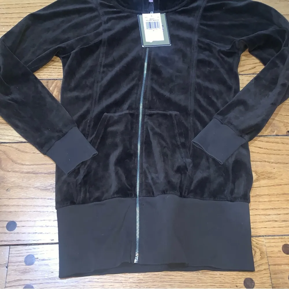 Juicy Couture Pam Gela Grant Velour Basic Tracksuit Jacket Black Women's Petite - Image 3