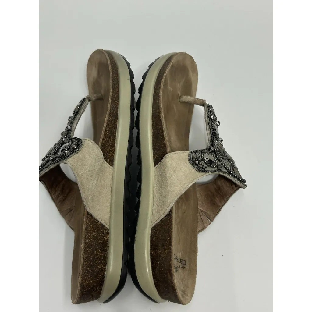 Dansko Pamela Thong Sandal Womens EU 38 US 7.5-8 Beaded Beige Comfort Casual - Image 9