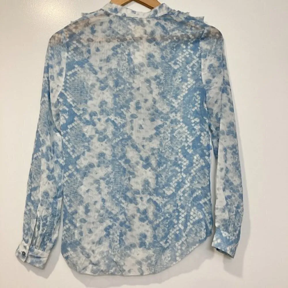 L'AGENCE Nadine Semi-sheer Long-sleeve Ruffle Shirt Size XS NWT - Image 9