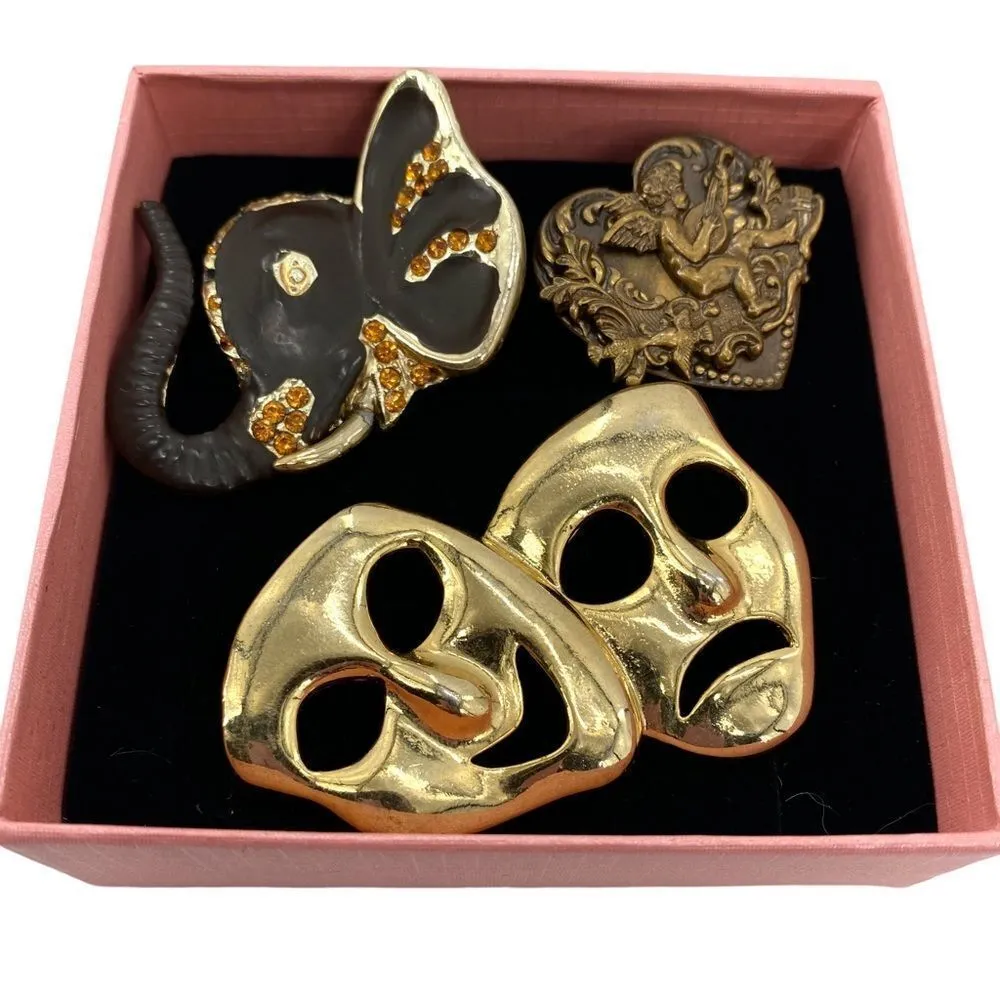 Vintage Gold Tone Brooch Pin Lot of 3 Gold - Image 12