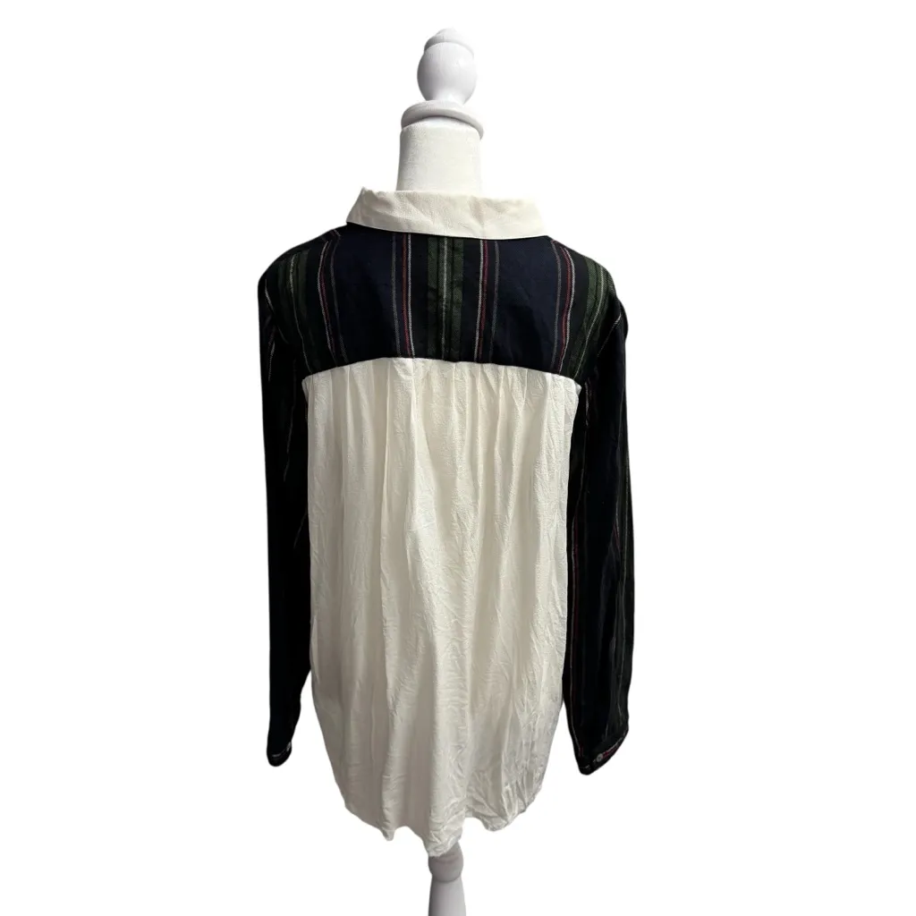 Ulla Johnson Long Sleeve Wool Blend Button Up Blouse Academia Top Striped 8 - Image 3